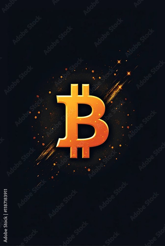 Stylish Bitcoin Logo with Market Chart Stylish Bitcoin Logo with Market Chart