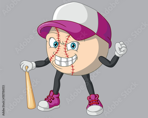 Cartoon baseball mascot holding a bat vector illustration