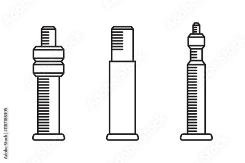 Nipple tire inflation types - icons in thin line