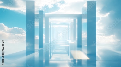 The concept of Leadership Transparency in sky blue and radiant white colors photo