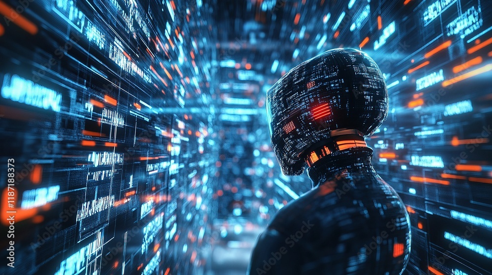 Fototapeta premium 3D rendering of artificial intelligence in a digital environment