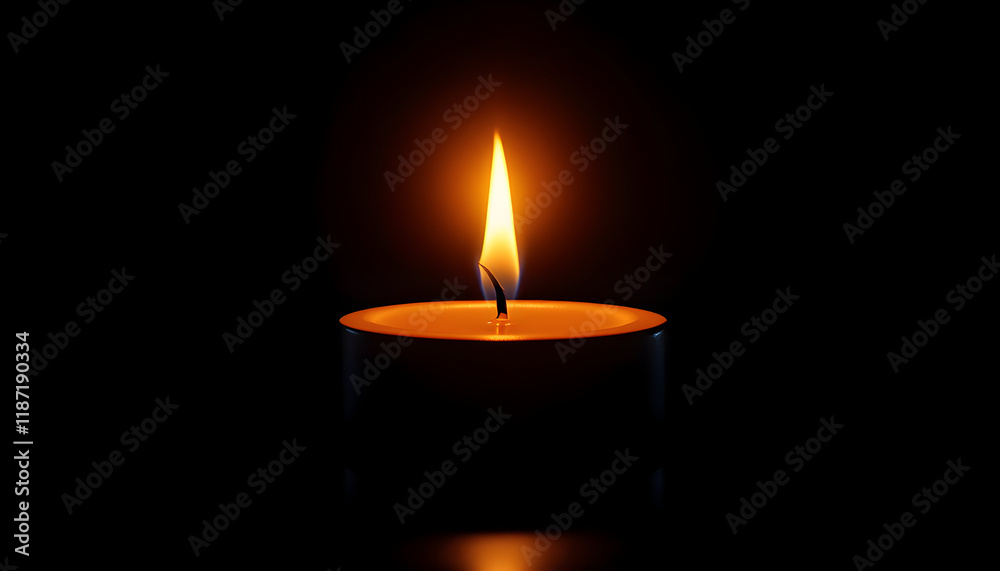 Single Candle Flame: A Dark, Serene Illumination