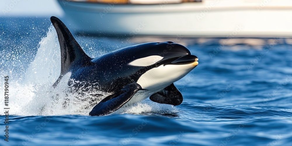 Fototapeta premium orca attacking yacht 
