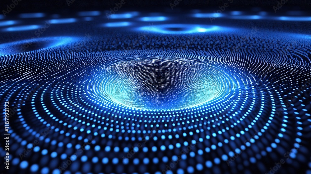 Futuristic Abstract Blue Halftone Circles with Lines and Scale Futuristic Abstract Blue Halftone Circles with Lines and Scale