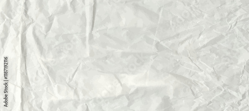 Crumpled grey paper texture. Abstract light blue background with wrinkled cardboard texture. Vector illustration horizontal crumpled empty white paper template for posters and banners.