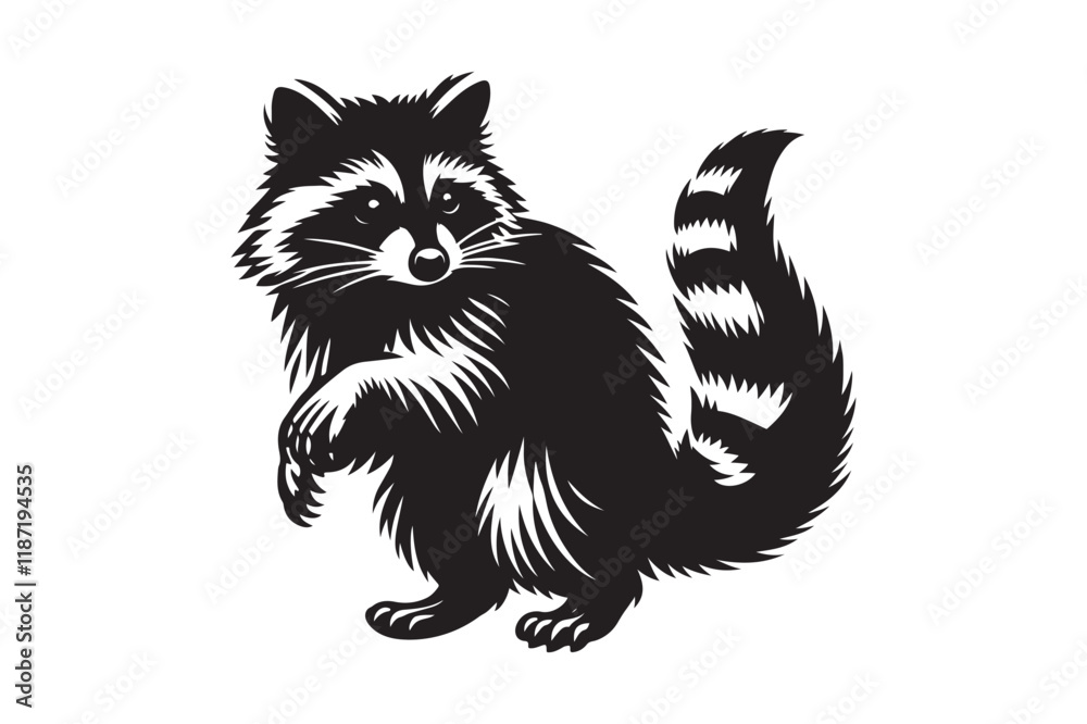 Fototapeta premium Raccoon Silhouette Vector Animal Illustration 