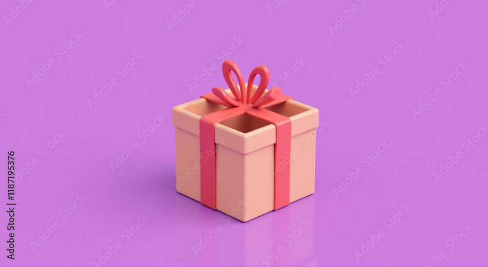 Fototapeta premium pink gift box, gift, box, present, ribbon, christmas, bow, birthday, celebration, holiday, pink, surprise, decoration, package, valentine, object, isolated, anniversary, xmas, love, purple, paper, col