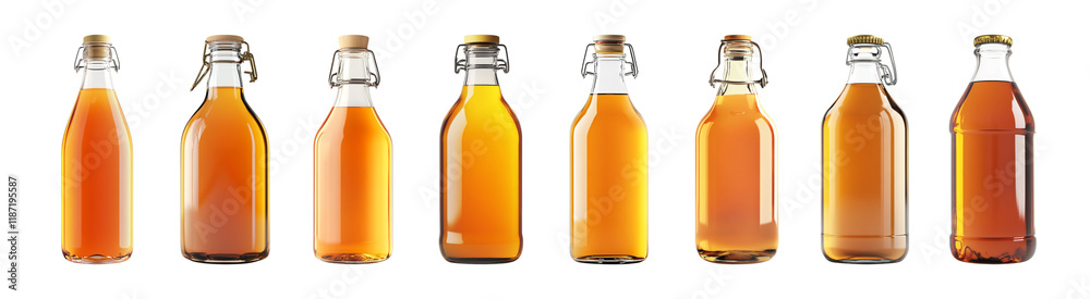 Pack Kombucha Bottle set Against a Transparent Background for Beverage, Health, or Organic Drink Photography Pack Kombucha Bottle set Against a Transparent Background for Beverage, Health, or Organic Drink Photography