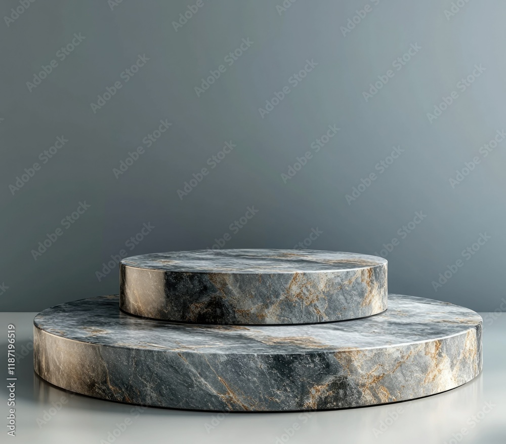 Fototapeta premium Modern Marble Design: Three-Tiered Coffee Table with Round Circular Top