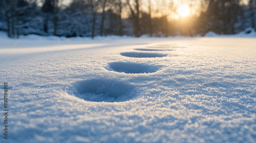 custom made wallpaper toronto digitalFootprints in snow at sunset in a park.