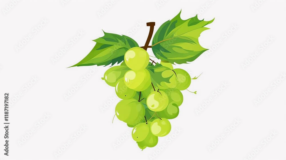 illustration green grapes grape illustration fruit green background image wine vine food painting drawing art isolated white watercolor painted plant clip eating leaf object clipping path product