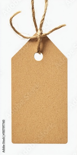 Handwritten Hanging Tag with String Bow - Unique Stationery Item for Microstock photo