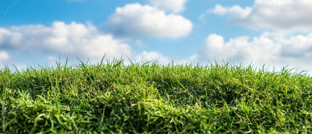 Vibrant Green Grass Under a Sunny Sky Vibrant Green Grass Under a Sunny Sky