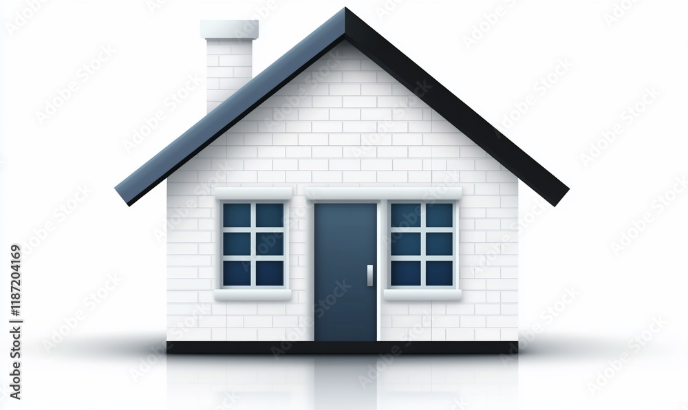 Simple white house icon, graphic illustration, 3D rendering, home symbol, for design or web use Simple white house icon, graphic illustration, 3D rendering, home symbol, for design or web use