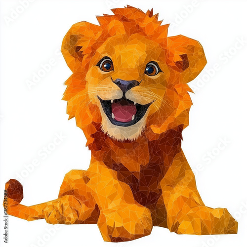 A vector art shapes of a confident Lion