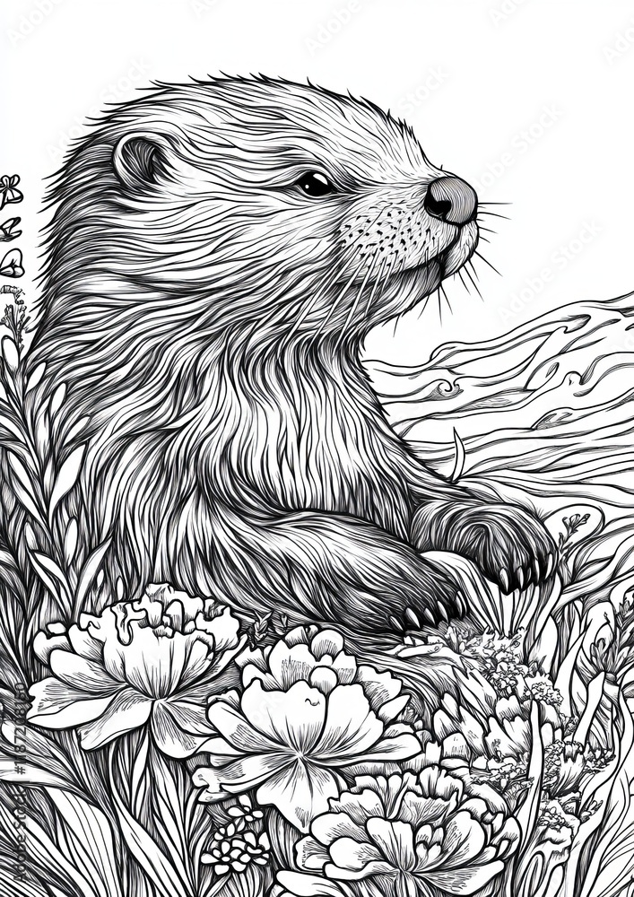 Obraz premium Sea Otters Coloring Pages