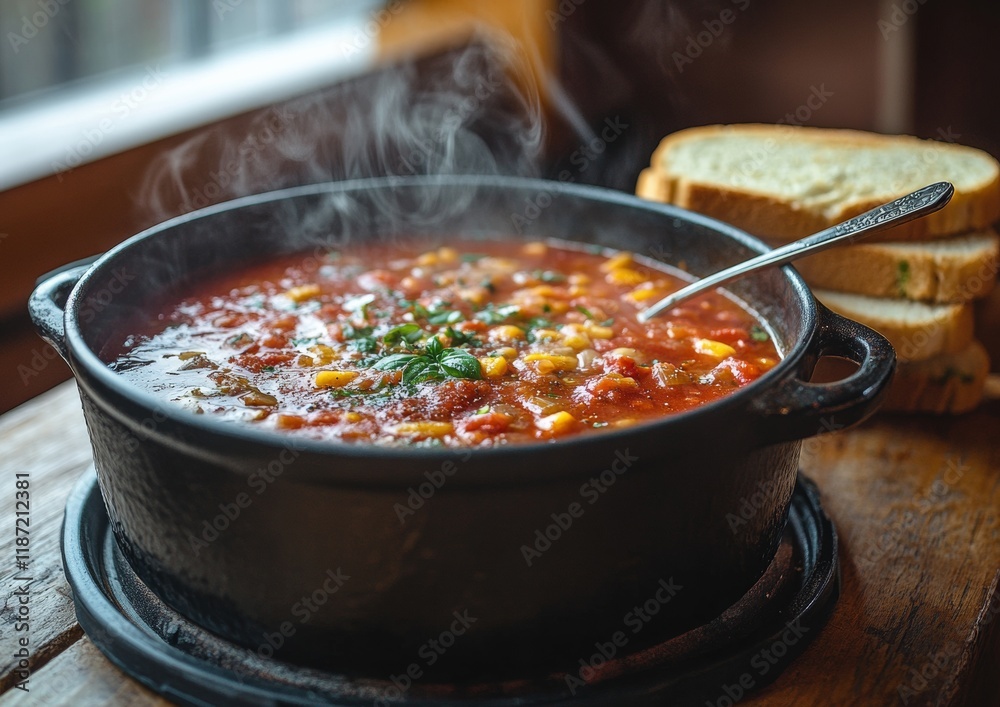Rustic Charm Tomato Basil Soup and Grilled Cheese on Wooden Table Rustic Charm Tomato Basil Soup and Grilled Cheese on Wooden Table
