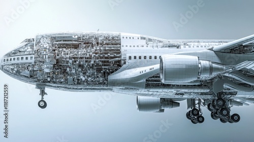 Detailed Cross-Section of a Modern Airplane Jet Engine Design and Mechanics