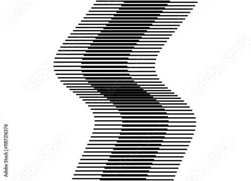 Abstract wave. A pattern of thin black lines on a white background. Striped black and white design element. Modern vector background from lines with space for text. For posters, advertising, printing