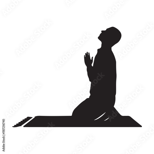 Silhouette of muslim man praying illustration of a man doing sujood, islamic prayer people who are praying silhouette
 
 