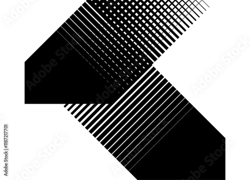 Abstract geometric pattern, black on white background. Striped black and white design element. Modern vector background from lines