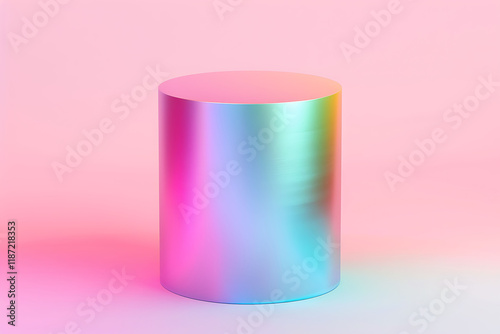 Vibrant Gradient Cylinder on Pink Background photo