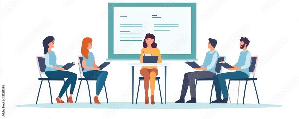 Seminar for motivation organize. Audience response with trainer in business training classroom. Generative AI Seminar for motivation organize. Audience response with trainer in business training classroom. Generative AI