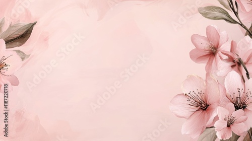 Delicate pink cherry blossoms frame a soft pastel background, creating a serene and inviting atmosphere for springtime celebrations