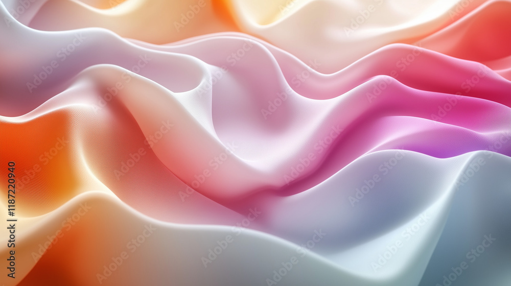 Obraz premium Vibrant colorful wavy abstract background of textured translucent fabric layers.Generative AI.