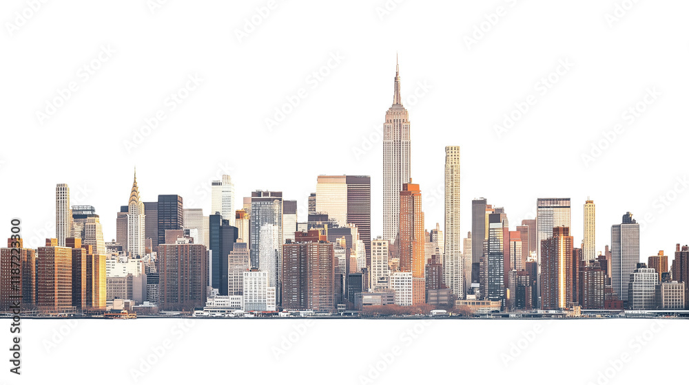 Obraz premium Realistic Modern City Skyline Illustration on Transparent Background