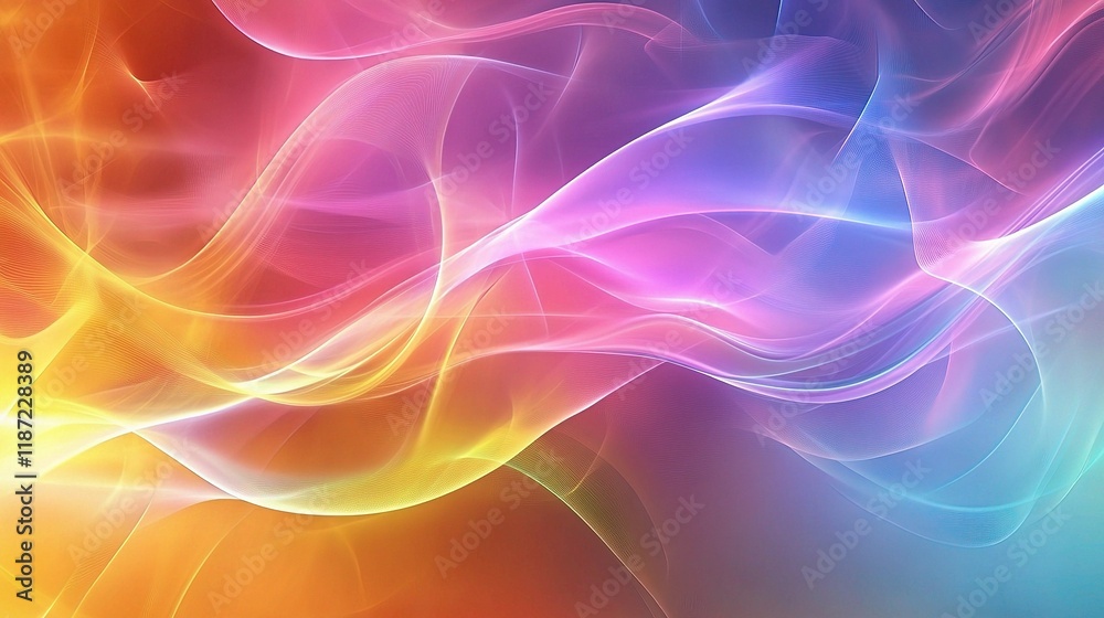 Obraz premium Abstract Digital Light Waves in Futuristic Colorful Patterns