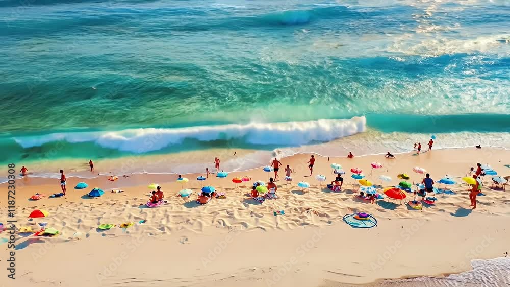 en playa gente en verano beach people crowd group people children adult by foot shore sea sand summer vacation leisure sunshade towel water sitting drawing beach people crowd group people children