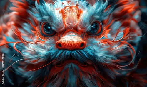 Fierce mythical dragon face, fantasy art, digital painting, ideal for book cover.