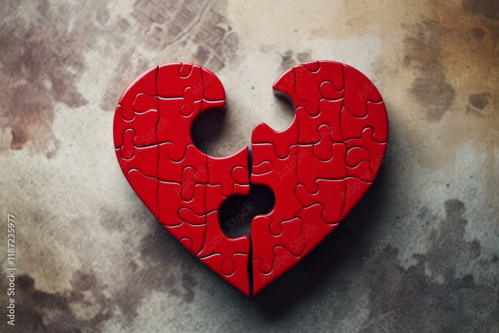 © nsit0108 - Heart shaped puzzle with missing pieces representing lost love, separation and relationship difficulties