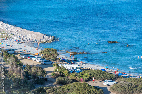 Obraz na płótnie VIllasimius, Italy - 09-05-2024: Capo Carbonaia Beach in Villasimius, Sardinia w salonie