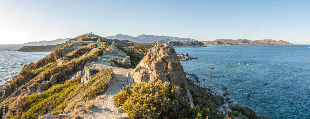 The path that runs along Capo Carbonara in Villasimius, with the sea on both sides