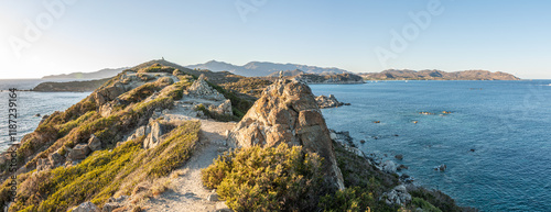 The path that runs along Capo Carbonara in Villasimius, with the sea on both sides