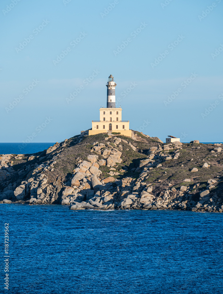 The lighthouse overlooking the cliffs of Isola dei Cavoli in Villasimius