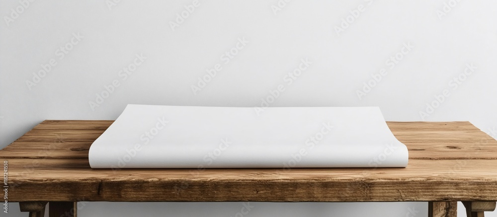 Blank Paper Mockup on Rustic Wooden Table Blank Paper Mockup on Rustic Wooden Table