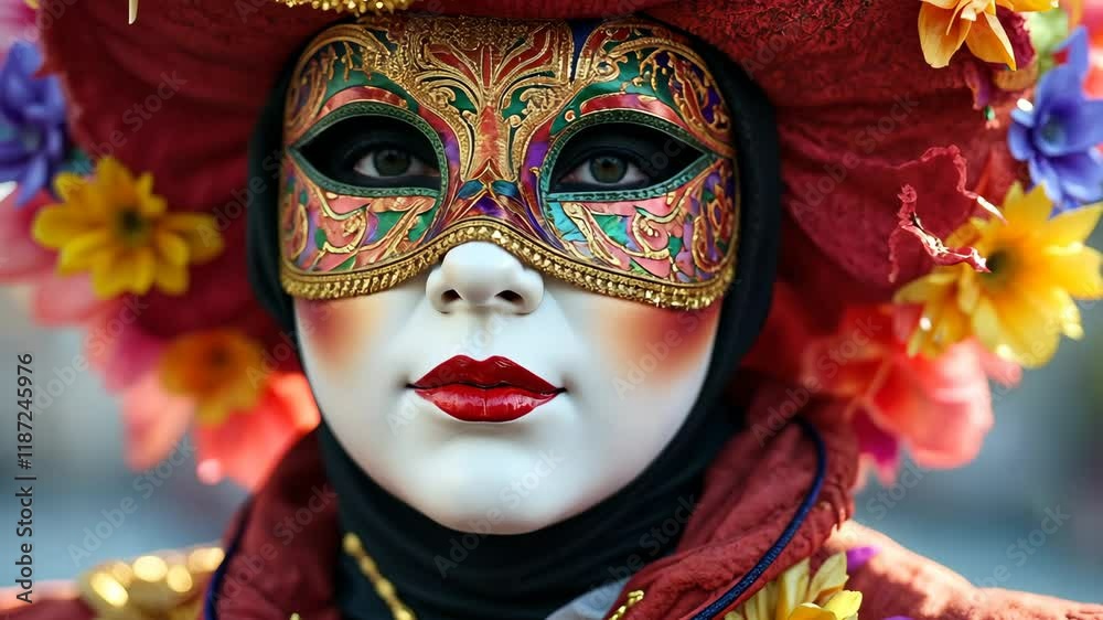 Experience the Vibrant Colors and Artistry of the Carnival of Venice With an Enchanting Masked Figure Experience the Vibrant Colors and Artistry of the Carnival of Venice With an Enchanting Masked Figure