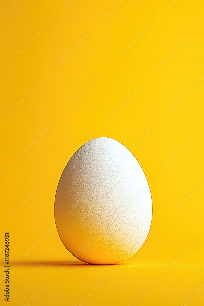 Minimalist Egg on Vibrant Yellow Background: Simplicity in Modern Stock Photography Minimalist Egg on Vibrant Yellow Background: Simplicity in Modern Stock Photography