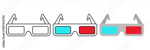 3d glasses icon set.