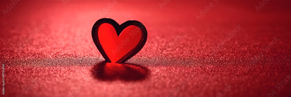 Fototapeta premium Heart Shaped Decoration on a Red Surface Symbolizes Love and Affection in a Vibrant Setting