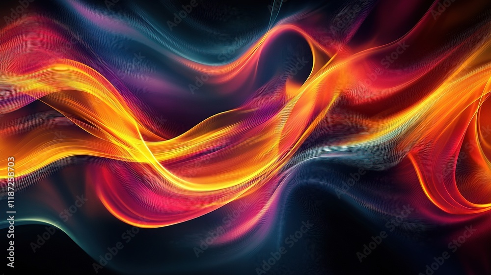 Naklejka premium Vibrant Abstract Wave Pattern with Bright Gradient Lines in Frame