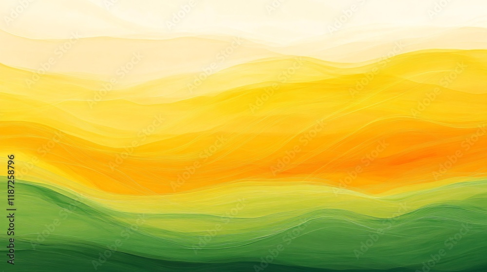 Obraz premium Vibrant sunset landscape with flowing orange, yellow, and green hues