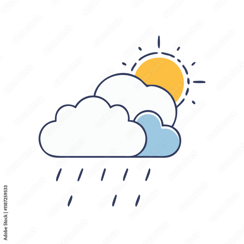 cloud with rain and sun vector icon, cloud with rain and sun vector illustration - simple illustration of cloud with rain and sun, perfect for logos,and cloud with rain and sun -themed designs. cloud with rain and sun vector icon, cloud with rain and sun vector illustration - simple illustration of cloud with rain and sun, perfect for logos,and cloud with rain and sun -themed designs.