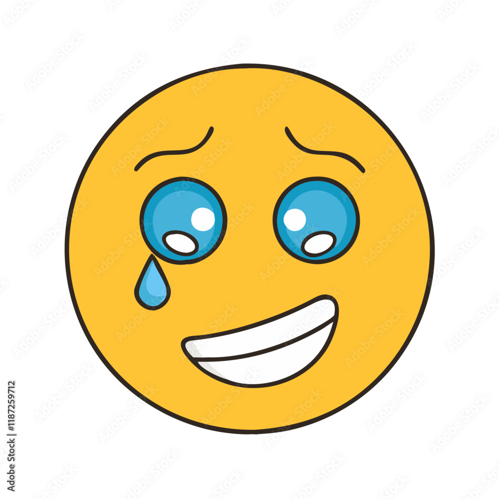 Fototapeta premium face with happy tear vector icon, face with happy tear vector illustration - simple illustration of face with happy tear, perfect for logos,and face with happy tear -themed designs.