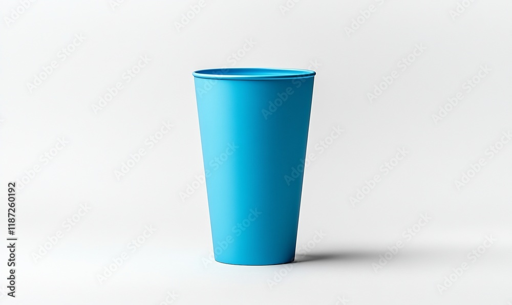 Blue Plastic Drink Cup Mockup on White Background Blue Plastic Drink Cup Mockup on White Background