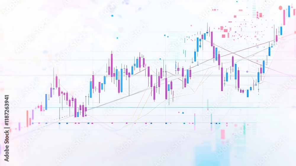 Candlestick chart showcasing bullish points for stock market trading on a white background design Candlestick chart showcasing bullish points for stock market trading on a white background design