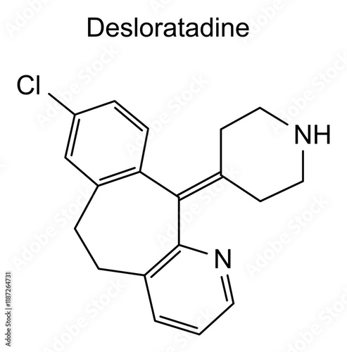 Chemical structure of desloratadine, drug substance